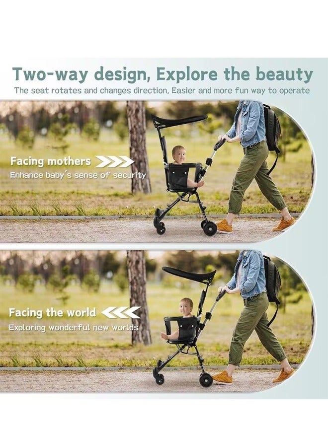 Portable Foldable Baby Stroller, Lightweight Baby Carriage Equipped with Adjustable Handle, Adjustable Backrest and Sunshade (for Sun Protection), Wheeled Baby Stroller, Suitable for Pushing Baby or Toddler When Going Out to Play - Image 5